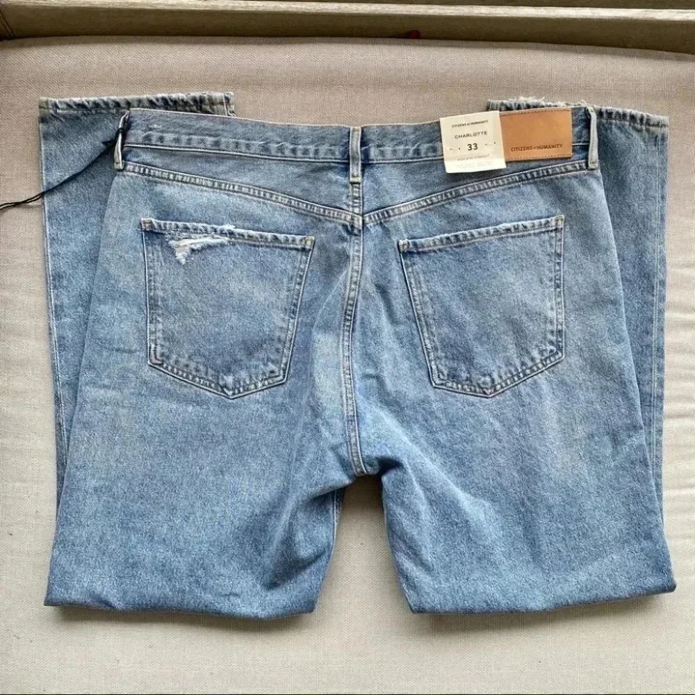 NWT Citizens of Humanity Charlotte High Rise Straight Leg Jeans Denim Blue 33